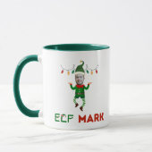 Funny elf coffee mug with your customizable face マグカップ (左)