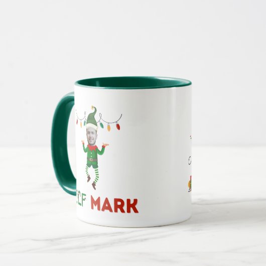 Funny elf coffee mug with your customizable face マグカップ (正面左)
