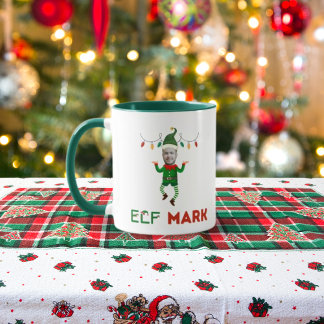 Funny elf coffee mug with your customizable face マグカップ