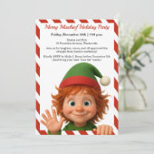 Funny Elf Faces | North Pole Fun Christmas Party  招待状 (スタンド正面)