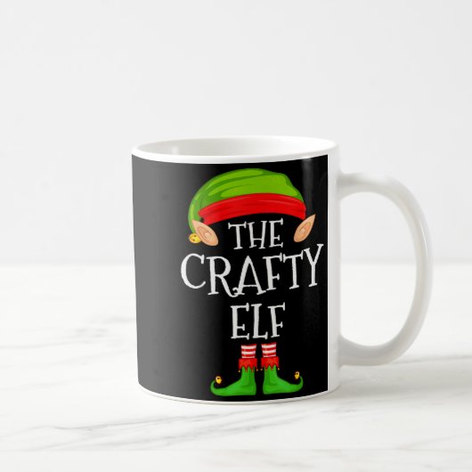 Funny Elf Family Christmas Crafty Elf Sweater Matc コーヒーマグカップ (右)