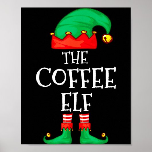 Funny Elf Family Christmas The Coffee Elf Sweater ポスター (正面)