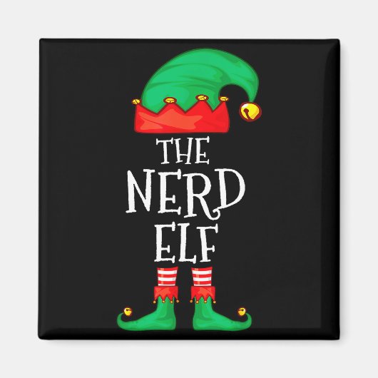 Funny Elf Family Christmas The Nerd Elf Sweater Me マグネット (正面)