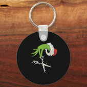 Funny Elf Hands Hair Stylist Hairdresser Scissor B キーホルダー (正面)