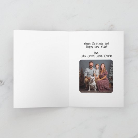 Funny Elf jumping on Airplane & Photo Custom Xmas カード (内部)