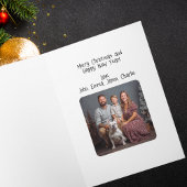 Funny Elf jumping on Airplane & Photo Custom Xmas カード