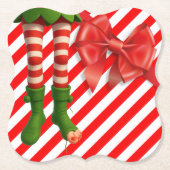 Funny Elf Legs Christmas | North Pole Mischief  ペーパーコースター (正面)