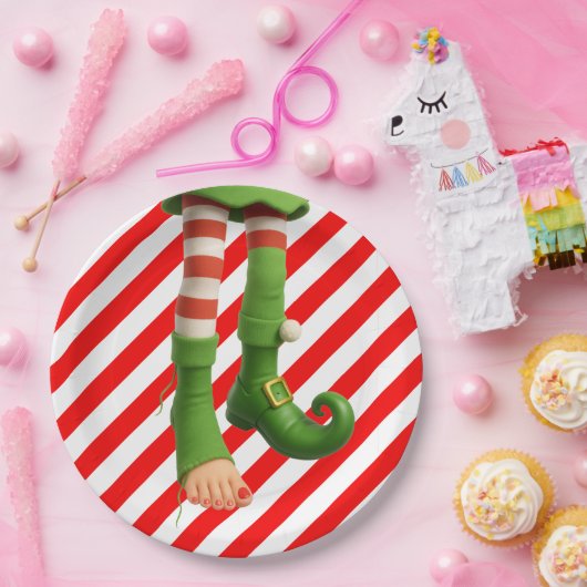 Funny Elf Legs Christmas | North Pole Mischief  ペーパープレート (パーティー)