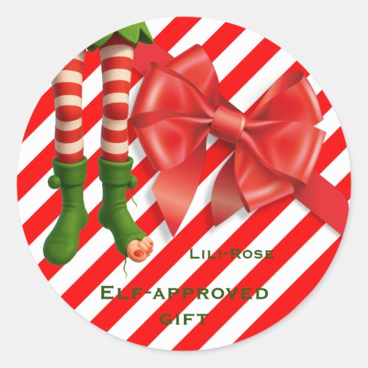 Funny Elf Legs Christmas | North Pole Mischief  ラウンドシール (正面)