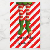 Funny Elf Legs Christmas | North Pole Mischief  ワインラベル (シングルラベル)