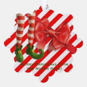 Funny Elf Legs Holiday Card | North Pole Mischief  オーナメントカード (裏面)