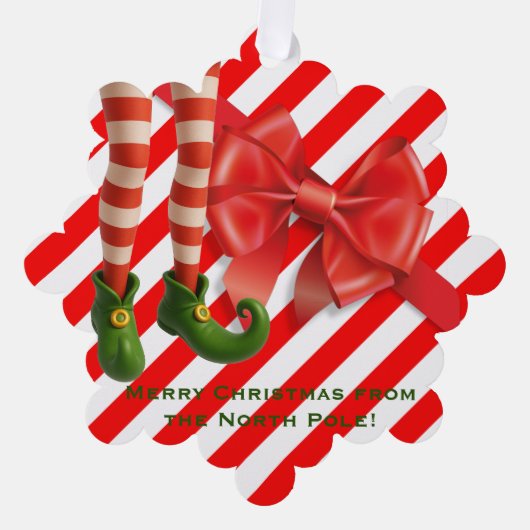 Funny Elf Legs Holiday Card | North Pole Mischief  オーナメントカード (正面)