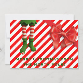 Funny Elf Legs Holiday Card | North Pole Mischief  シーズンカード
