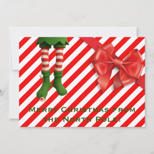 Funny Elf Legs Holiday Card | North Pole Mischief  シーズンカード (正面)