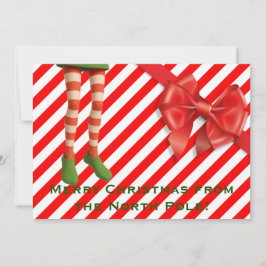 Funny Elf Legs Holiday Card | North Pole Mischief  シーズンカード