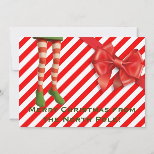 Funny Elf Legs Holiday Card | North Pole Mischief  シーズンカード (正面)