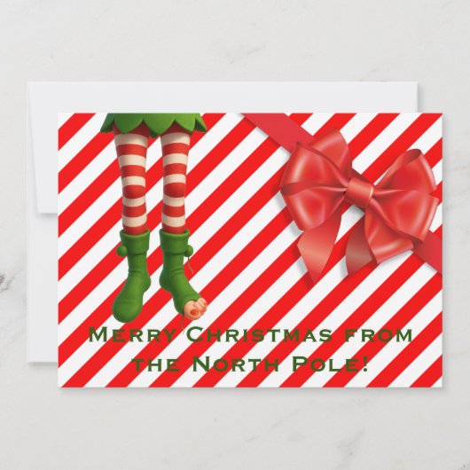 Funny Elf Legs Holiday Card | North Pole Mischief  シーズンカード (正面)