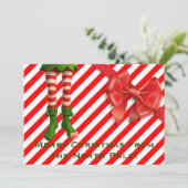 Funny Elf Legs Holiday Card | North Pole Mischief  シーズンカード (スタンド正面)