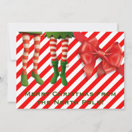 Funny Elf Legs Holiday Card | North Pole Mischief  シーズンカード