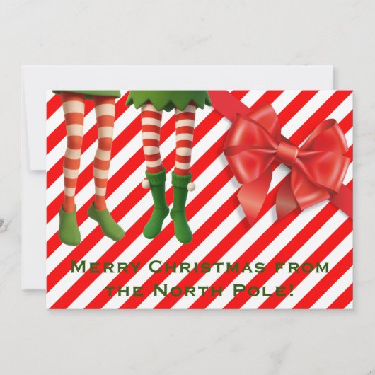Funny Elf Legs Holiday Card | North Pole Mischief  シーズンカード (正面)