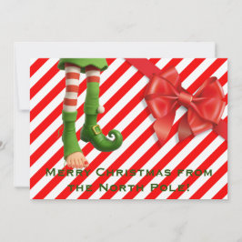 Funny Elf Legs Holiday Card | North Pole Mischief  シーズンカード