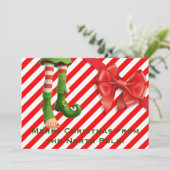 Funny Elf Legs Holiday Card | North Pole Mischief  シーズンカード (スタンド正面)