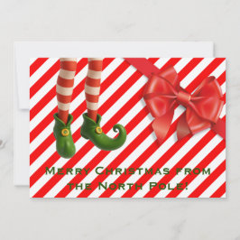 Funny Elf Legs Holiday Card | North Pole Mischief  シーズンカード
