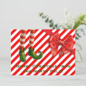 Funny Elf Legs Holiday Card | North Pole Mischief  シーズンカード (スタンド正面)