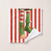 Funny Elf Legs | North Pole Mischief Christmas  バスタオルセット (ウォッシュタオル)