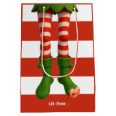 Funny Elf Legs | North Pole Mischief Gift Wrap  ミディアムペーパーバッグ (裏面)