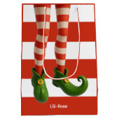 Funny Elf Legs | North Pole Mischief Gift Wrap  ミディアムペーパーバッグ (裏面)