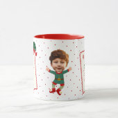 Funny Elf Report Custom Photo Christmas Holiday マグカップ (中央)