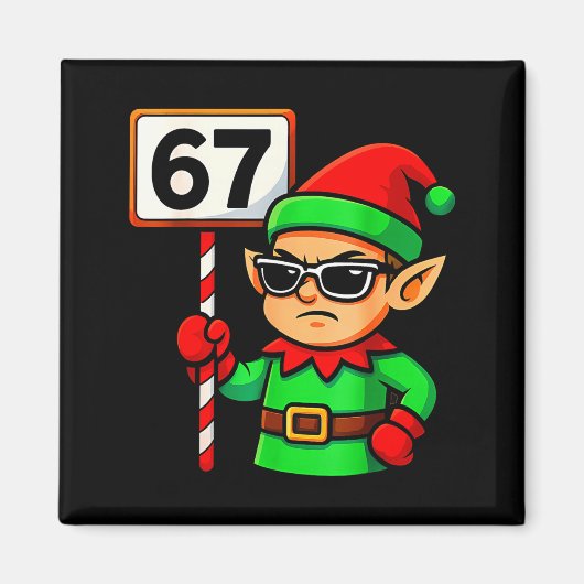 Funny Elf Six Seven 6 7 Meme Christmas Costume 67  マグネット (正面)