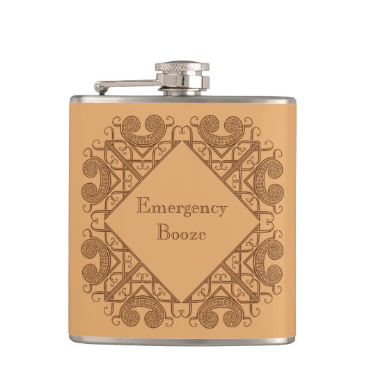 Funny Emergency Booze Add Your Text Celtic Style フラスク (正面)