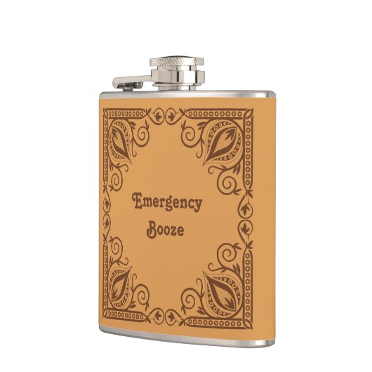 Funny Emergency Booze Add Your Text Pattern Border フラスク (左)