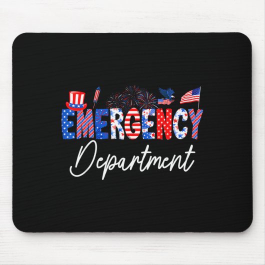 Funny Emergency Department Er Nurse Usa Flag 4th O マウスパッド (正面)