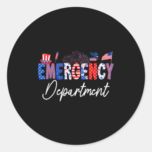 Funny Emergency Department Er Nurse Usa Flag 4th O ラウンドシール (正面)