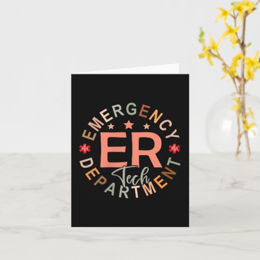 Funny Emergency Department Tech Emergency Room Tec カード (黄色い花)