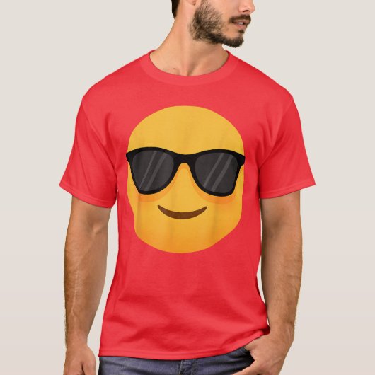 Funny Emoticon Cool Smiling Face with Sunglasses f Tシャツ (正面)