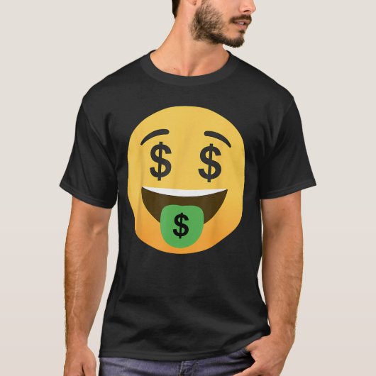 Funny Emoticon Dollar Mouth Face with Money Sign E Tシャツ (正面)