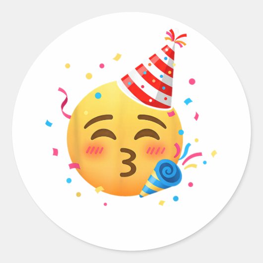 Funny Emoticon Party ラウンドシール (正面)