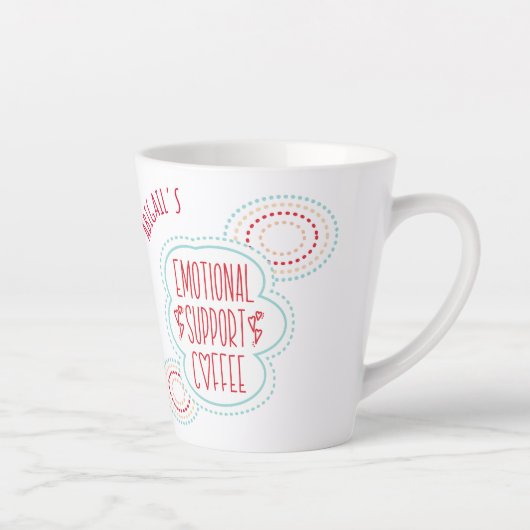 Funny Emotional Support Coffee カフェラテマグ (右)