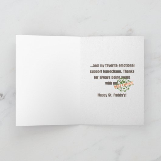 Funny Emotional Support Leprechaun Card カード (内部)