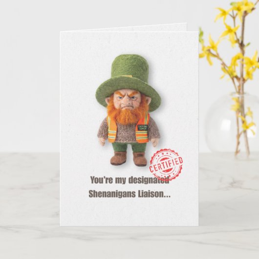 Funny Emotional Support Leprechaun Card カード (黄色い花)