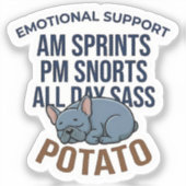 Funny Emotional Support Potato French Bulldog Gift シール (正面)