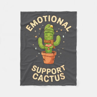 Funny Emotional Suprt Cactus Kawaii Succulent Plan フリースブランケット
