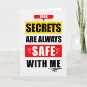 Funny Encouragment Secrets Safe with Me Typography カード (正面)