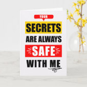 Funny Encouragment Secrets Safe with Me Typography カード (黄色い花)