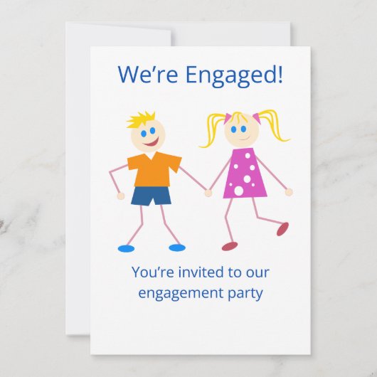 Funny Engagement Party Stick Figure Invitation 招待状 (正面)