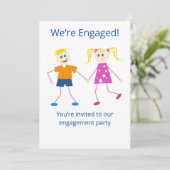 Funny Engagement Party Stick Figure Invitation 招待状 (スタンド正面)